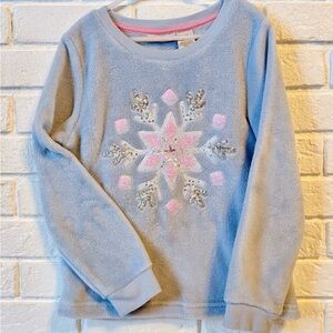 Cynthia Rowley- Girls Light Blue Cozy Fleece Snowflake Pullover